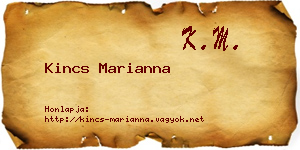 Kincs Marianna névjegykártya